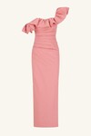 CAMPBELL RUFFLE DRAPED MIDI DRESS (BUBBLEGUM)