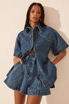 RACQUEL HIGH WAISTED FLARED SHORT (VINTAGE BLUE)