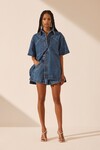 RACQUEL HIGH WAISTED FLARED SHORT (VINTAGE BLUE)