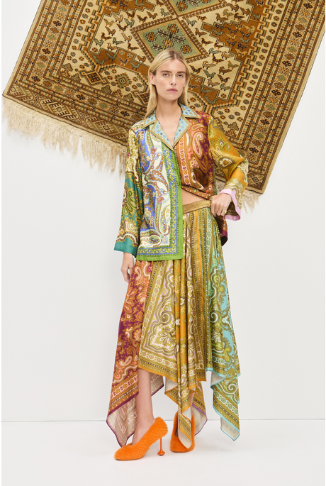CLEMENZA SPLICED SILK SHIRT (MULTI)