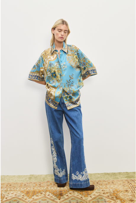 CASSIE SILK SHIRT (BLUE)