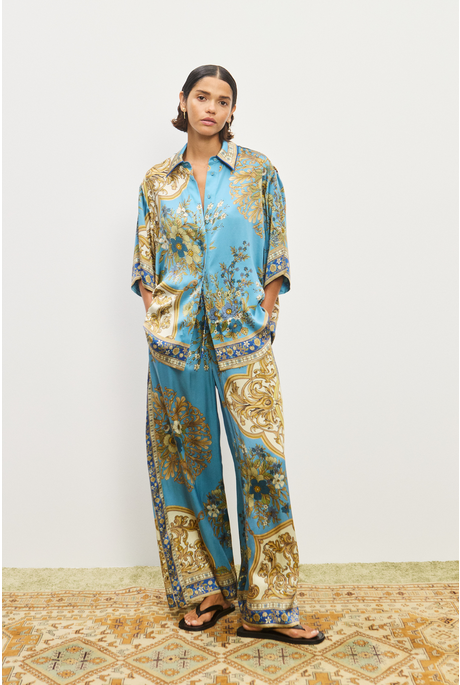 CASSIE SILK PANT (BLUE)