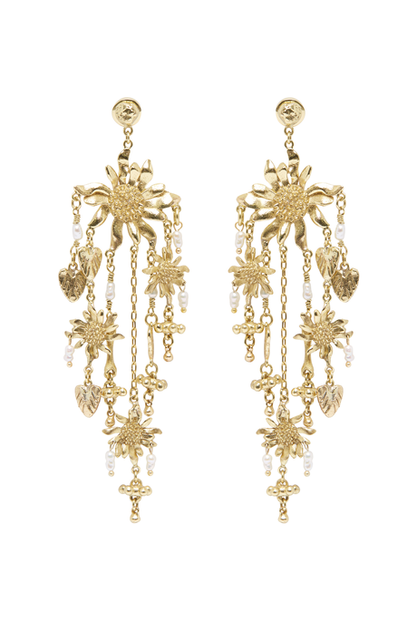 TESORI FLOWER CHANDELIER EARRINGS (GOLD)