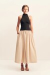 CAMPBELL CONTRAST HALTER MIDI DRESS (OAT MILK)