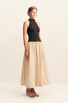 CAMPBELL CONTRAST HALTER MIDI DRESS (OAT MILK)
