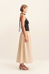CAMPBELL CONTRAST HALTER MIDI DRESS (OAT MILK)