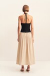 CAMPBELL CONTRAST HALTER MIDI DRESS (OAT MILK)