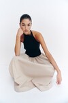 CAMPBELL CONTRAST HALTER MIDI DRESS (OAT MILK)