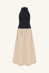 CAMPBELL CONTRAST HALTER MIDI DRESS (OAT MILK)