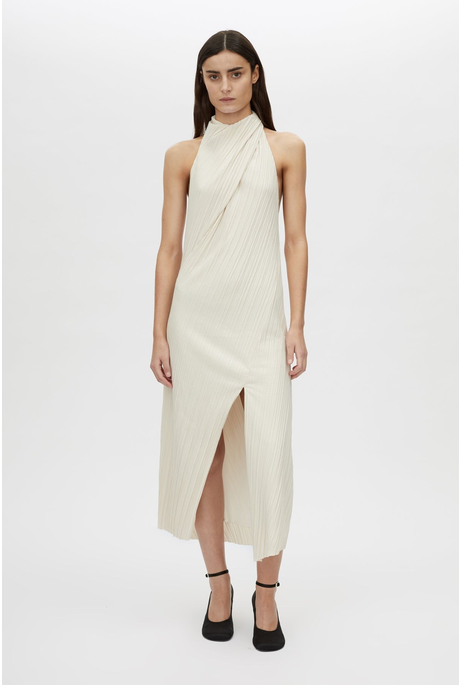 ALTO HALTER DRESS (LIGHT STONE)
