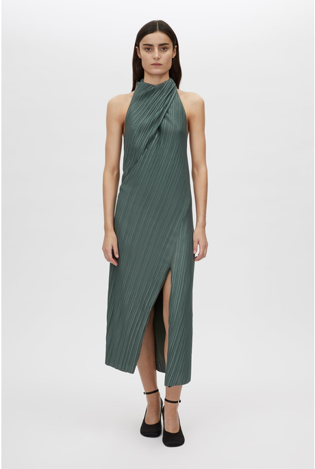 ALTO HALTER DRESS (SLATE GREEN)