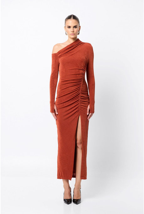 OBLIVION MIDI DRESS (RUST)