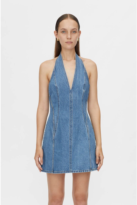 CASCADIA DENIM MINI DRESS - CLASSIC BLUE