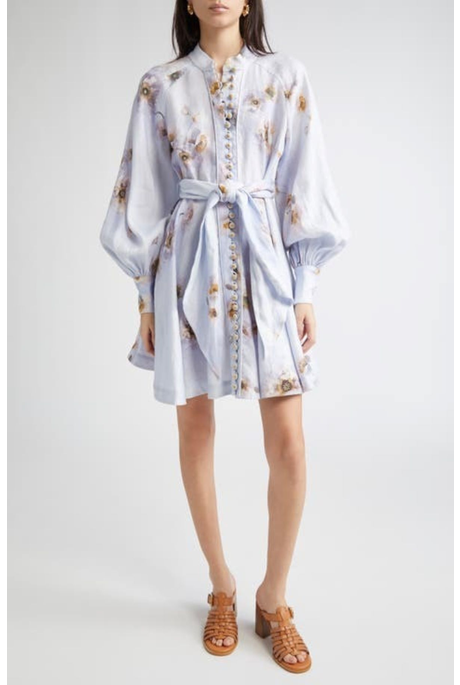 HYPNOTIC BUTTONED MINI DRESS (LILAC POPPY)