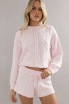 COTTON CABLE KNIT JUMPER (PINK)
