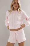COTTON CABLE KNIT SHORTS (PINK)