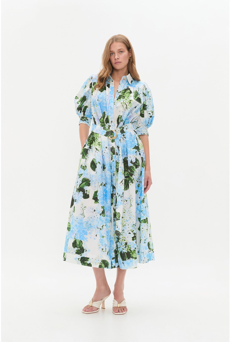 MANIFEST MIDI DRESS (BLUE HYDRANGEA)