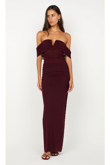 POPPY GATHERED MAXI DRESS (PLUM)