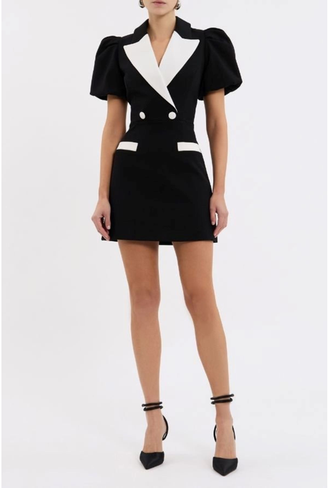 EMMA MIDI DRESS (BLACK/WHITE)